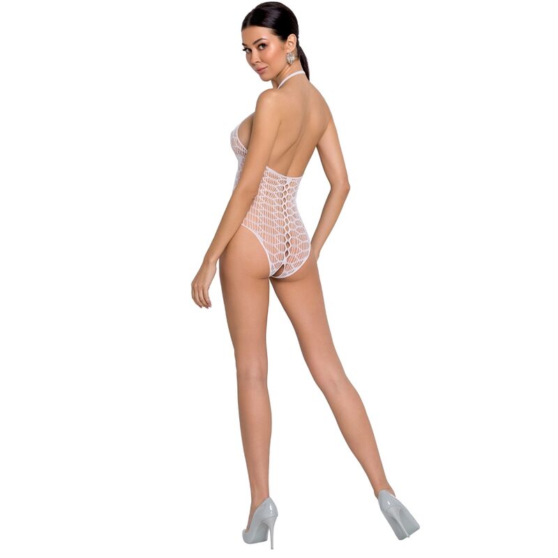 Damen bs087 weißer Bodystocking Einheitsgröße