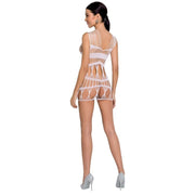 Damen bs089 weißer Bodystocking Einheitsgröße