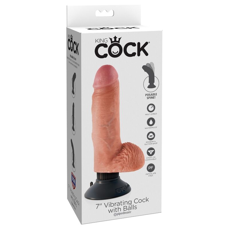 17,78 cm Naturdildo-Vibrator mit Hoden