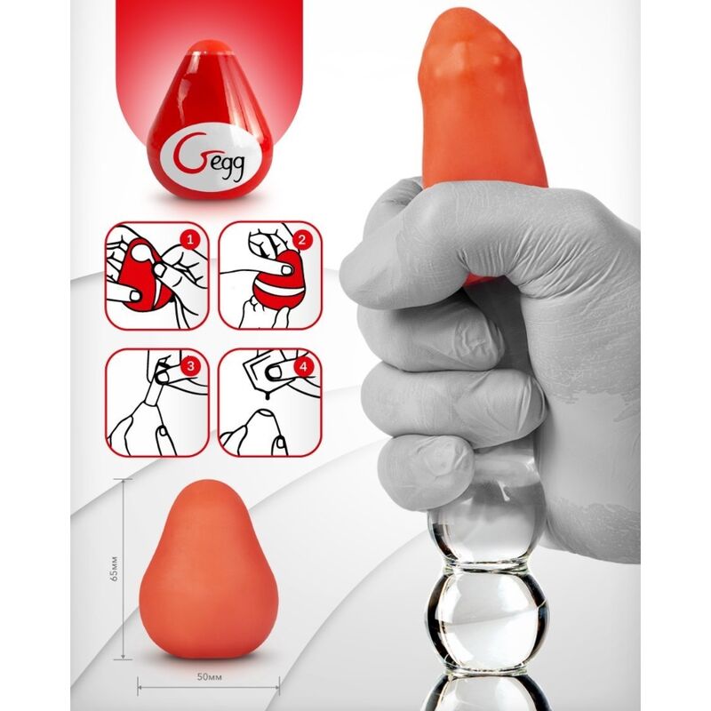 Rotes, wiederverwendbares, strukturiertes Masturbator-Ei