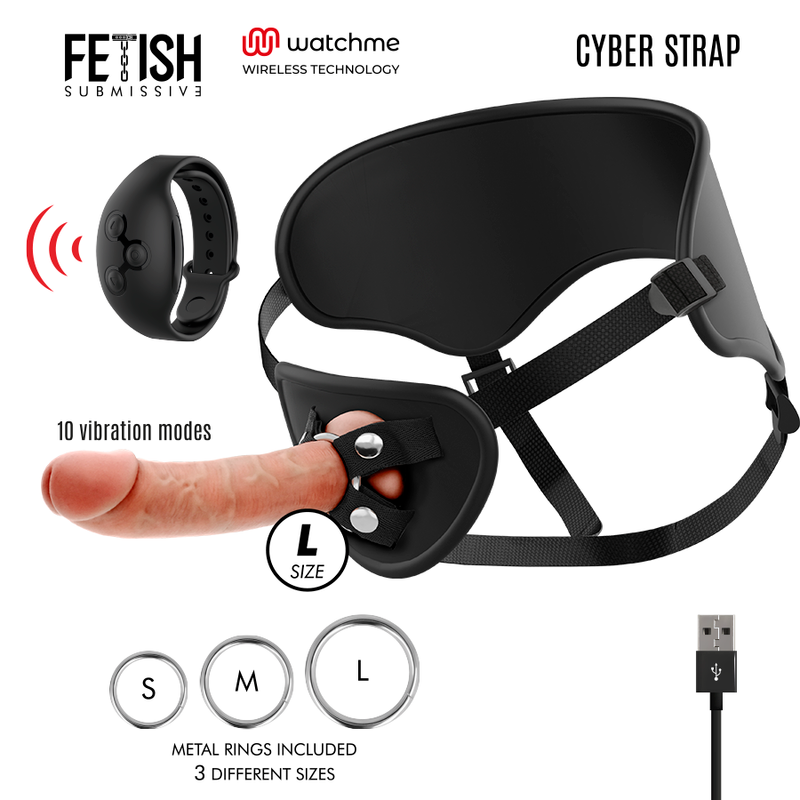 Harness mit Fernbedienungs-Dildo Watchme L-Technologie