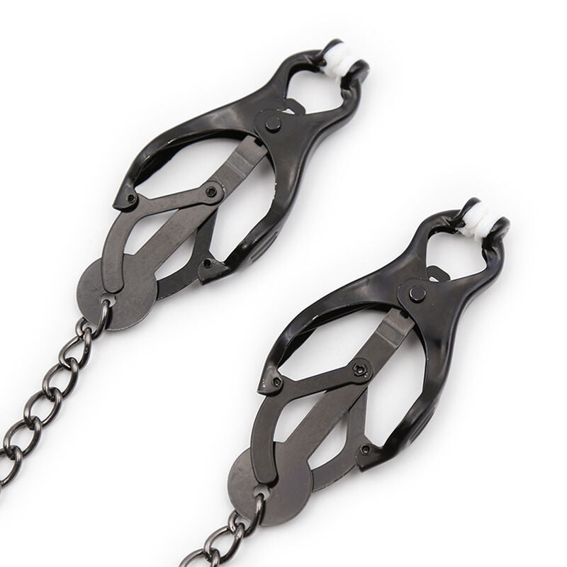 Japanische Nippelklemmen mit schwarzer Kette