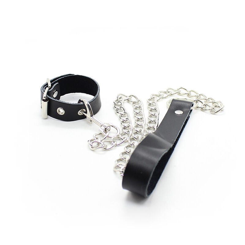 Peniskette und Lederarmband mit Metallkette