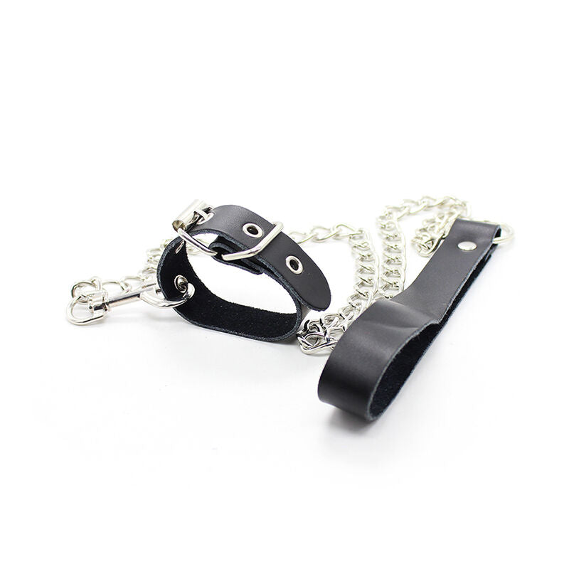 Peniskette und Lederarmband mit Metallkette