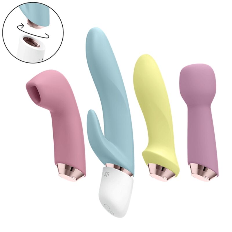 Wunderbares Set mit vier Vibratoren und Luftimpulsen