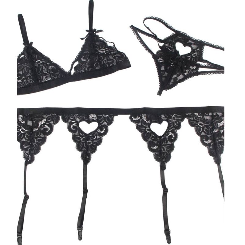 Dreiteilige Dessous + Liga + Tanga L/XL