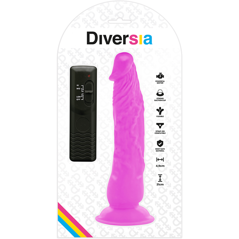Lila flexibler vibrierender Dildo 21 cm -o- 4,9 cm