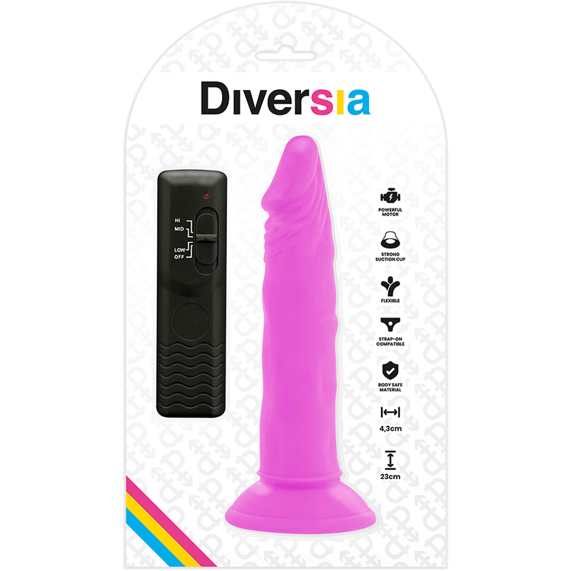 Lila flexibler vibrierender Dildo 23 cm -o- 4,3 cm
