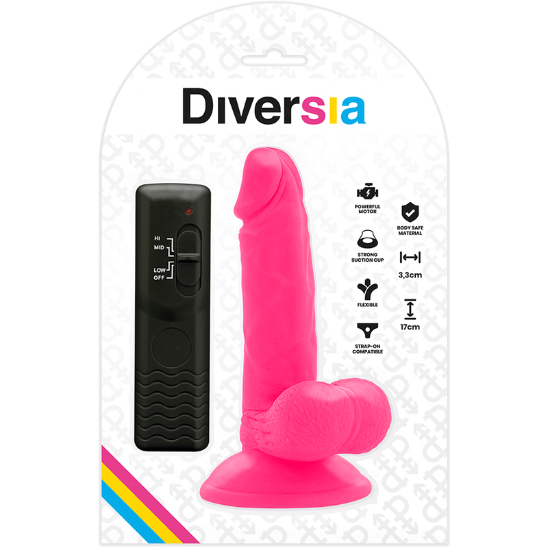 Rosa flexibler vibrierender Dildo 17 cm -o- 3,3 cm