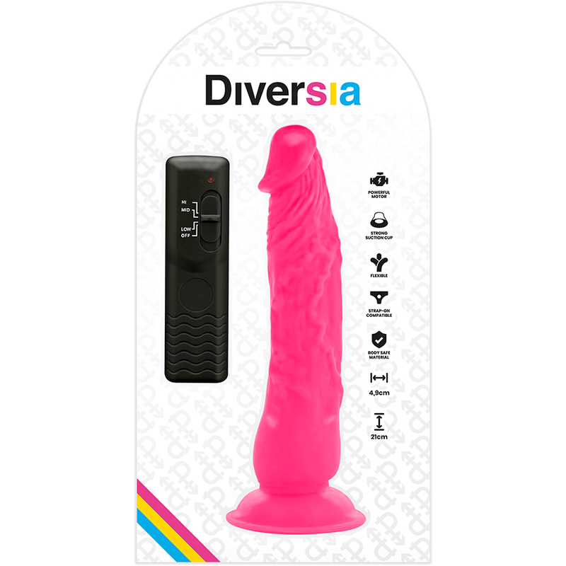 Rosa flexibler vibrierender Dildo 21 cm -o- 4,9 cm