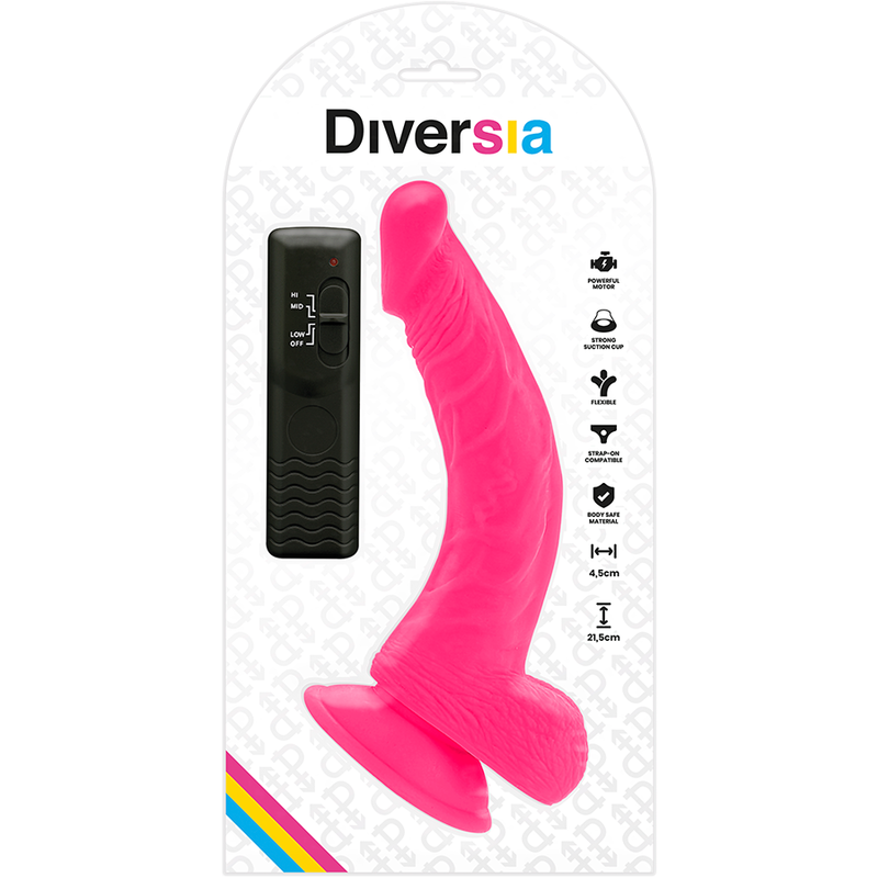 Rosa flexibler vibrierender Dildo 21,5 cm -o- 4,5 cm