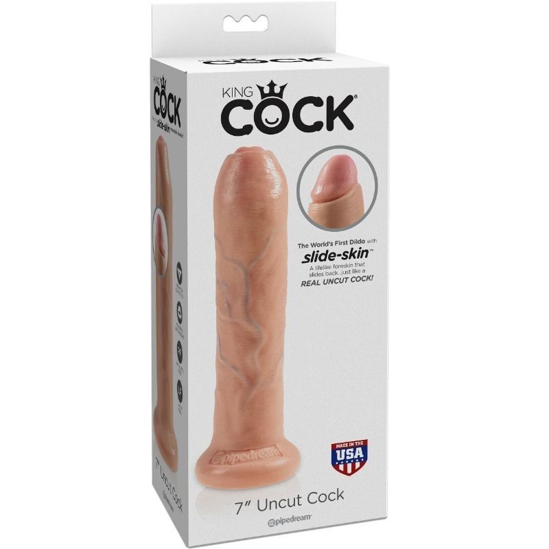 Realistischer Dildo, unbeschnitten, fleischfarben, 21 cm