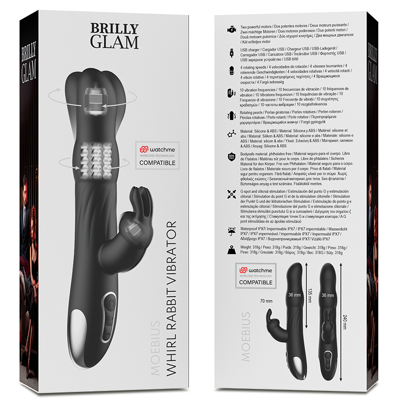 Brilly Glam Moebius Rabbit-Vibrator und Rotator, kompatibel mit der WatchMe-Wireless-Technologie