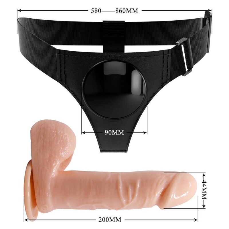 Harness Slip Universal Harness mit Dildo Tom 20 cm Natur