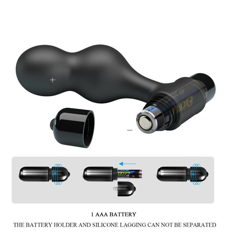Schwarzer vibrierender Analplug aus Silikon