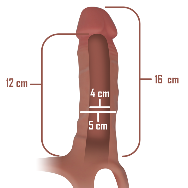 Hohlharnisch mit Silikondildo 16 x 3,5 cm