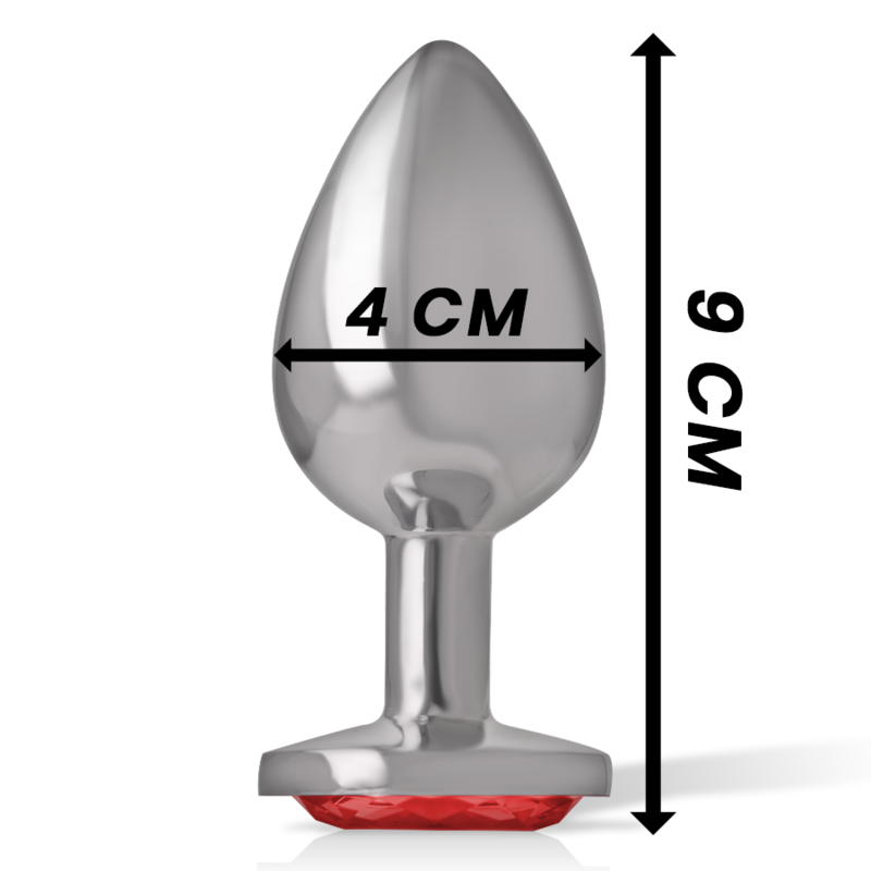 Aluminium Metall Analplug mit rotem Kristall Größe L