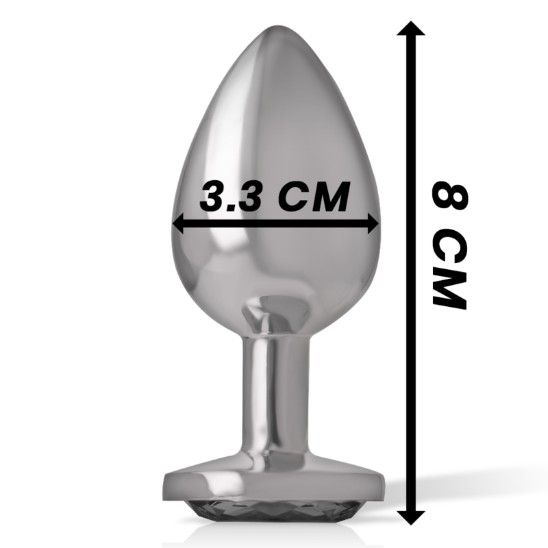 Aluminium Metall Analplug mit schwarzem Glas Größe M