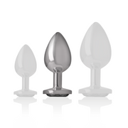 Aluminium Metall Analplug mit schwarzem Glas Größe M