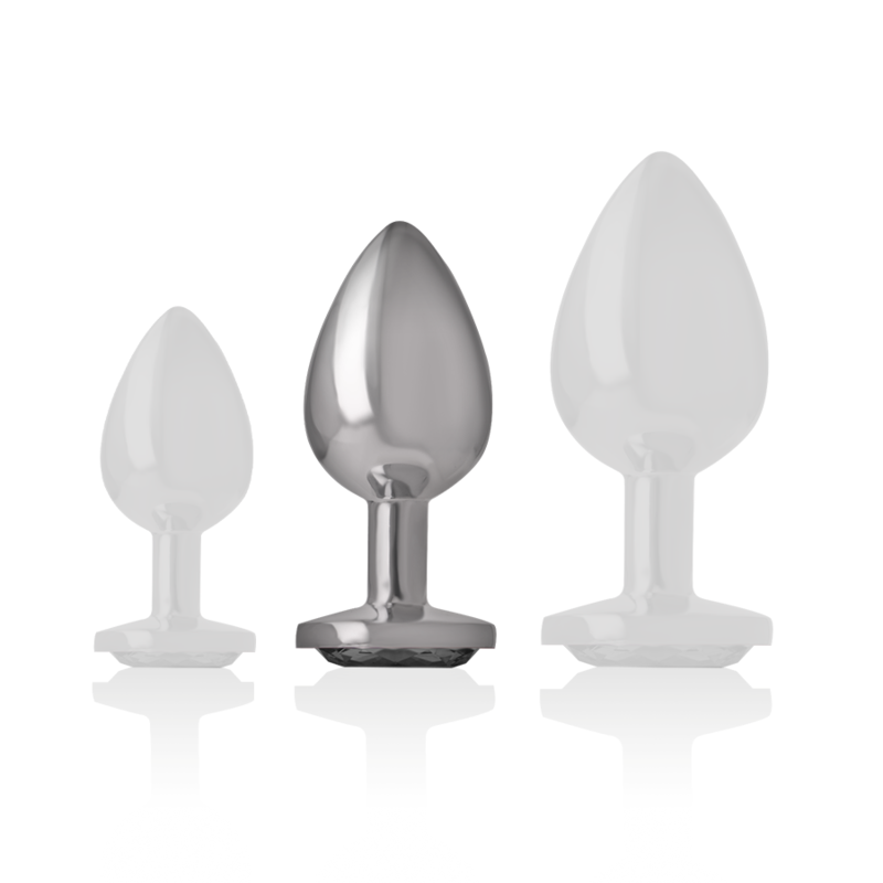 Aluminium Metall Analplug mit schwarzem Glas Größe M