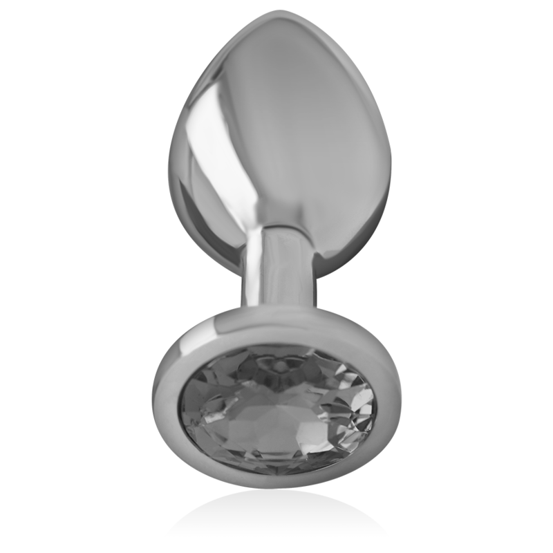 Aluminium Metall Analplug mit schwarzem Glas Größe L