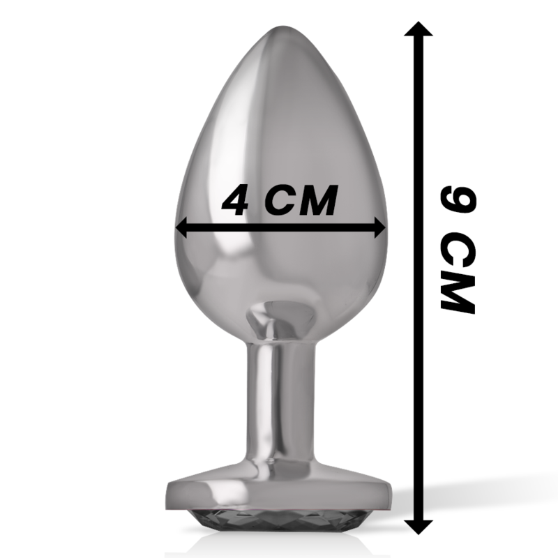 Aluminium Metall Analplug mit schwarzem Glas Größe L