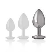 Aluminium Metall Analplug mit schwarzem Glas Größe L