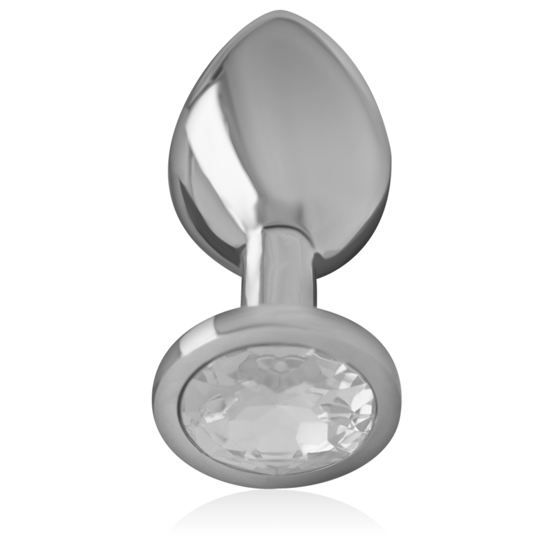 Aluminium Metall Analplug mit Silberkristall Größe S