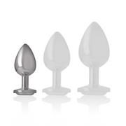 Aluminium Metall Analplug mit Silberkristall Größe S