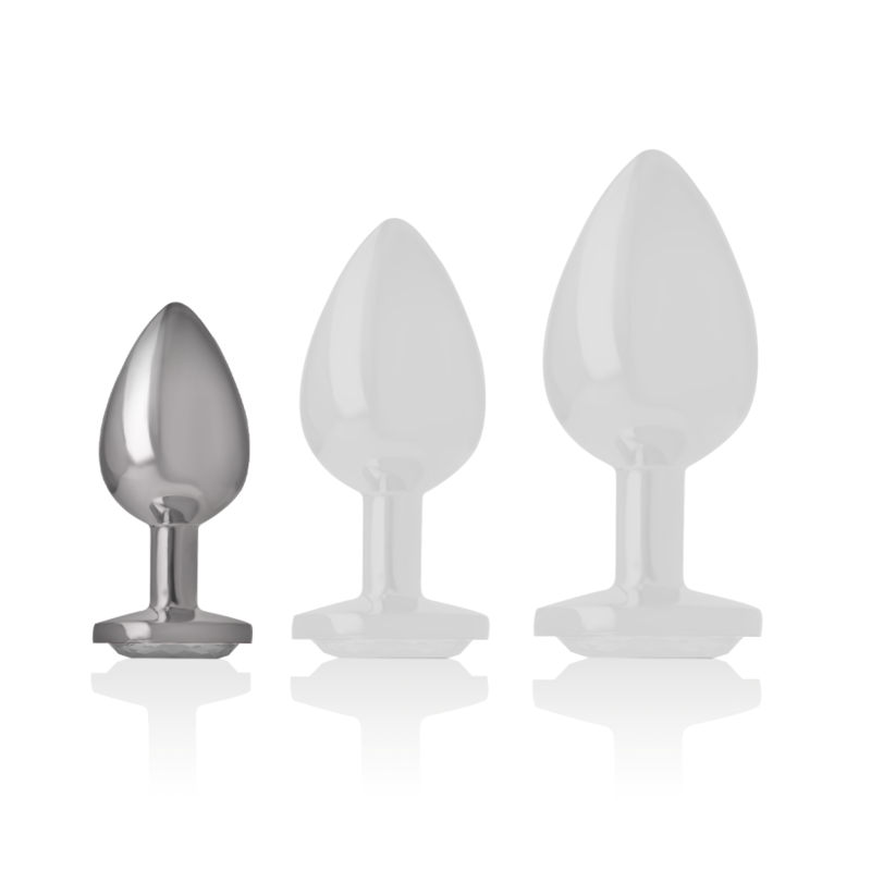 Aluminium Metall Analplug mit Silberkristall Größe S