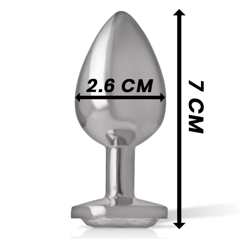 Aluminium Metall Analplug mit Silberkristall Größe S