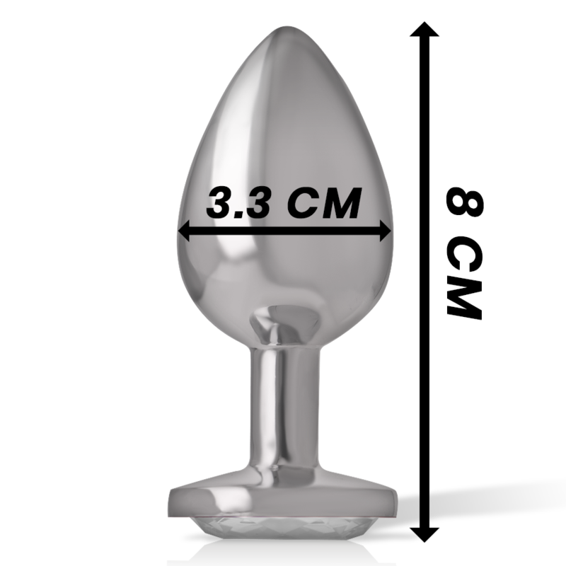 Aluminium Metall Analplug mit Silberkristall Größe M