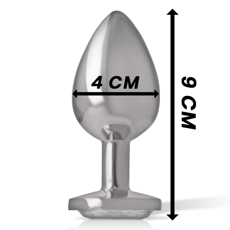 Aluminium Metall Analplug mit Silberkristall Größe L