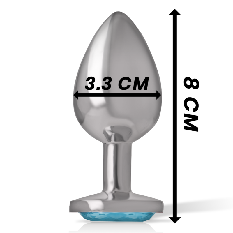 Aluminium Metall Analplug mit blauem Glas Größe M