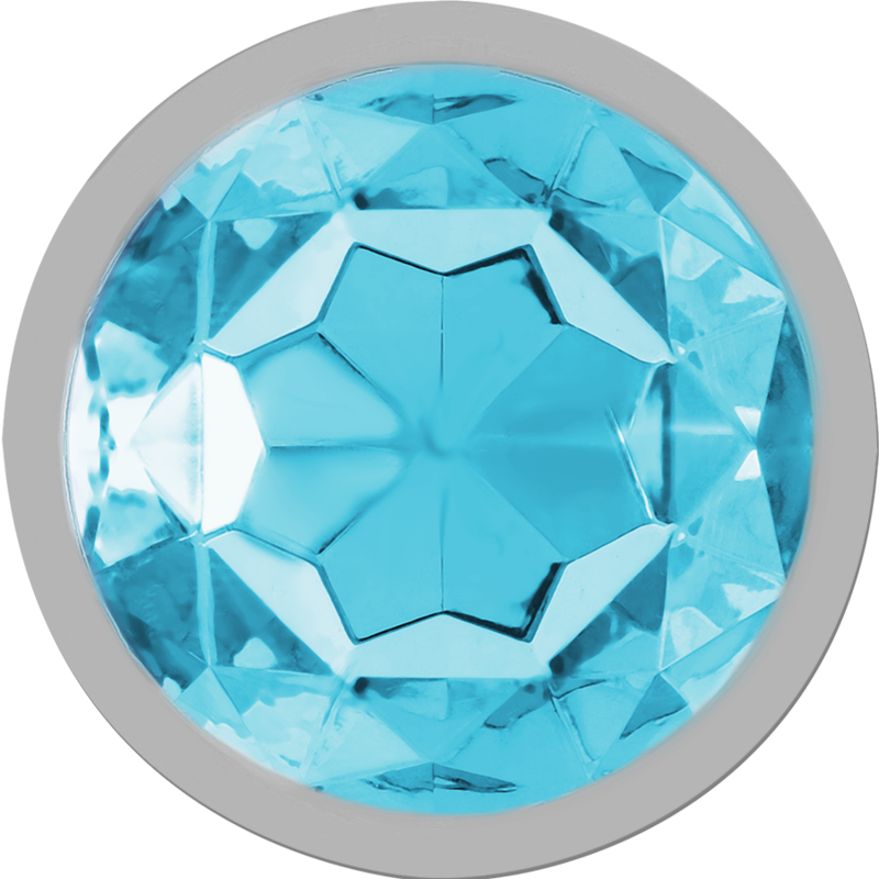 Aluminium Metall Analplug mit blauem Glas Größe M
