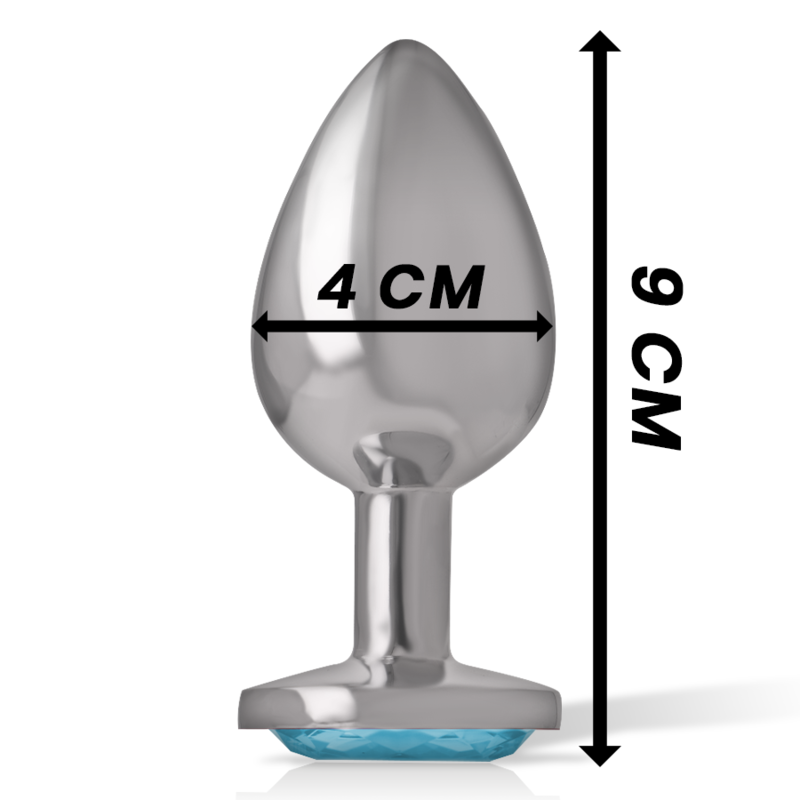 Aluminium Metall Analplug mit blauem Kristall Größe L
