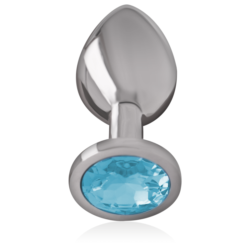 Aluminium Metall Analplug mit blauem Glas Größe M