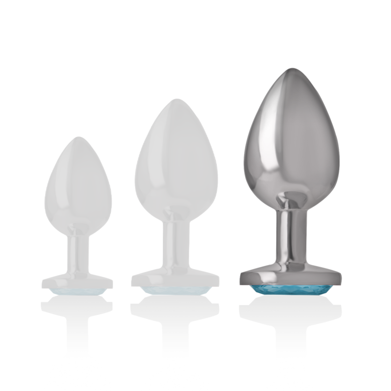 Aluminium Metall Analplug mit blauem Kristall Größe L