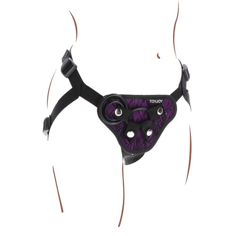 Lila Strap-on-Spitzengeschirr