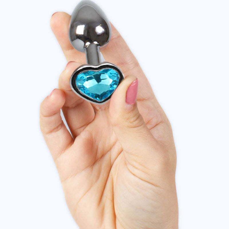 Kleiner blauer Herz-Analplug aus Metall 7 cm