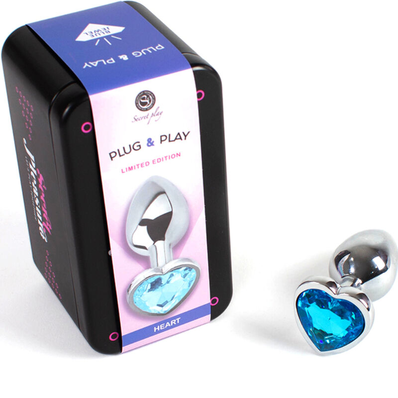 Kleiner blauer Herz-Analplug aus Metall 7 cm