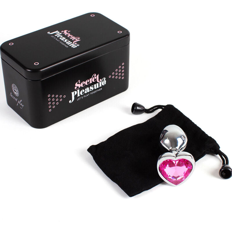 Analplug aus Metall in Fuchsia-Herzform, klein, 7 cm