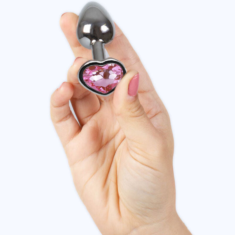 Analplug aus Metall in Fuchsia-Herzform, klein, 7 cm