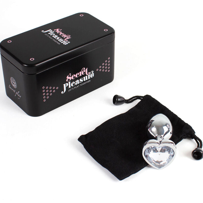 Kleiner Analplug aus Metall in Herzform mit klarem Kristall, 7 cm