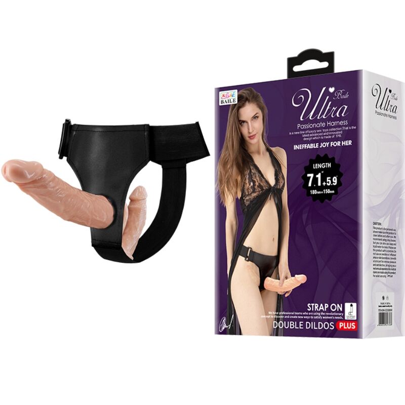 Ultra leidenschaftliche Doppeldildos mit Harness