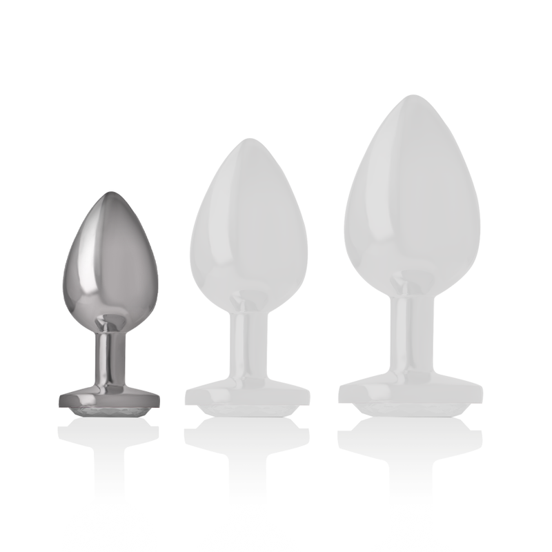 Weißer Herz-Analplug aus Aluminiummetall, Größe S