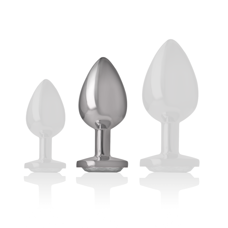 Weißer Herz-Analplug aus Aluminiummetall, Größe M