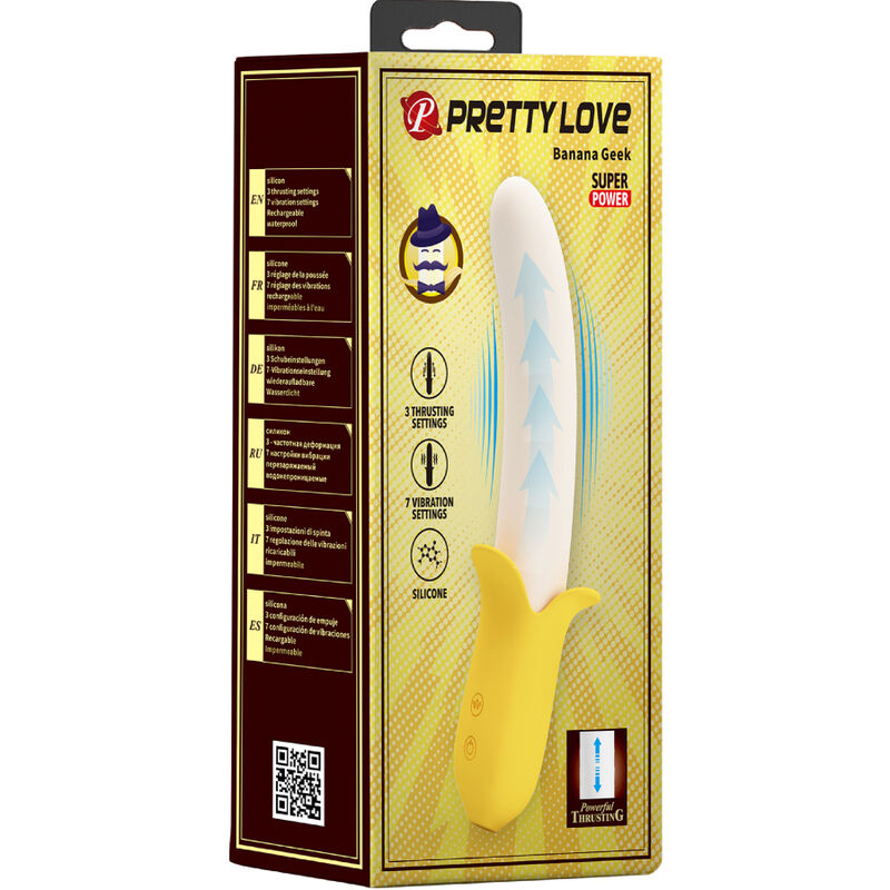 Banana Geek Super Power 7 Vibrationen auf und ab, schwarzes Silikon