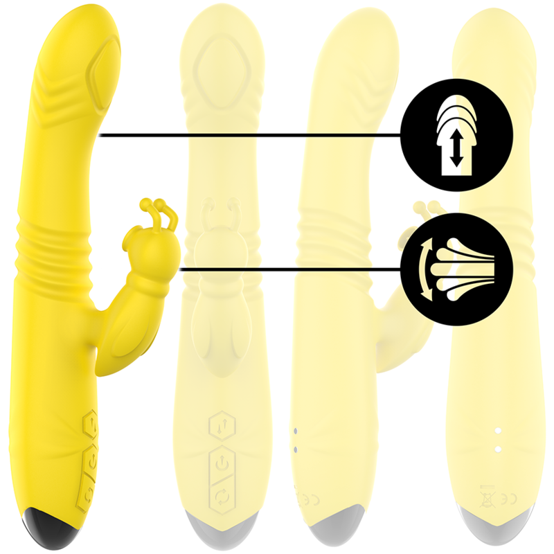Toky Up &amp; Down Multifunktionsvibrator mit Klitorisstimulator Gelb