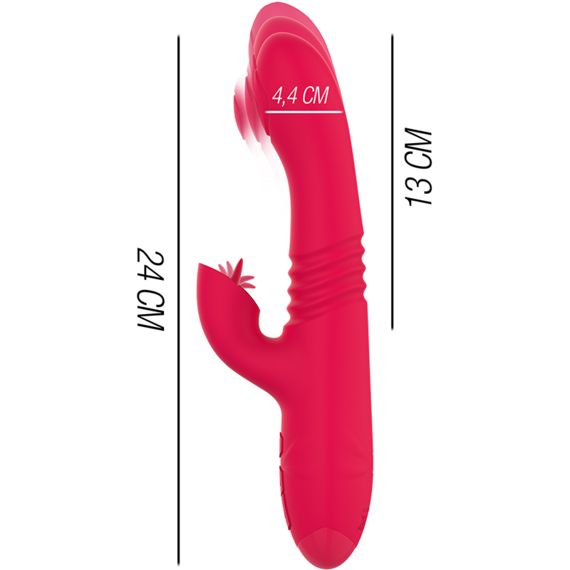 Wiederaufladbarer Multifunktions-Up &amp; Down-Vibrator Dua mit roter Zunge